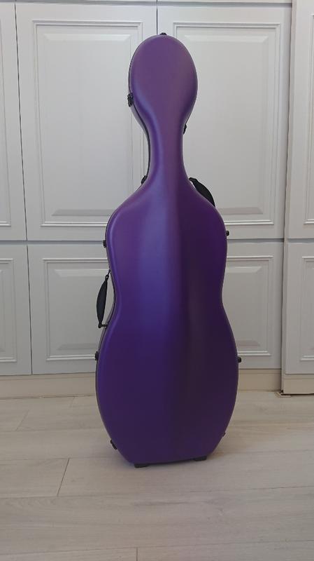 {歐慕樂器}大提琴盒(紫色)～複合碳纖～超輕～附輪子
