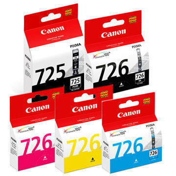CANON原廠墨水匣725BK/726BK/GY/C/M/Y(單顆報價，五色整組2100元，六色整組2500元)