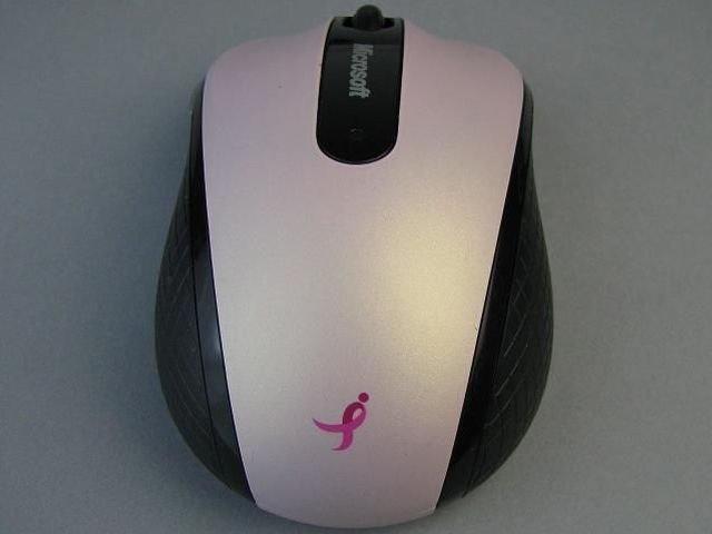 023正品Microsoft微軟4000無線2.4GHz接收NANO藍影技術慈善滑鼠抗擊乳腺癌(目視無擦傷痕跡95%新)