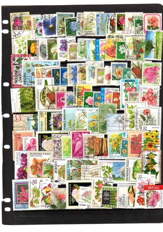 二手世界各國花卉郵票100張，無重複，如圖