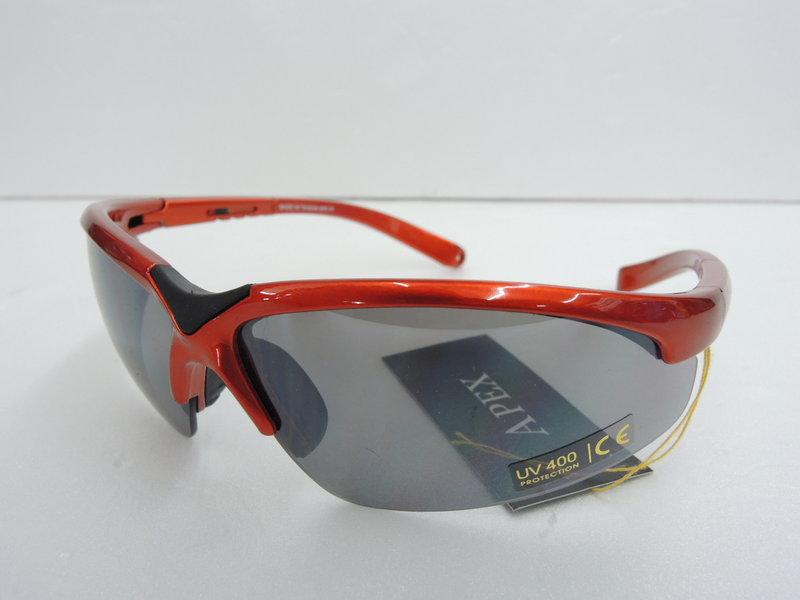 台灣品牌APEX 908 橘 鏡架可伸縮 防彈級運動太陽眼鏡 防風眼鏡 抗UV400 棒壘 自行車 任何運動適用