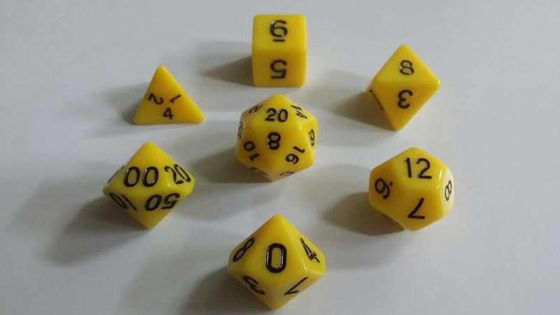 【雙子星】7顆骰子(一套) 黃色 適用 Unstable 機飛版3 MTGJace BBD 火線齊心