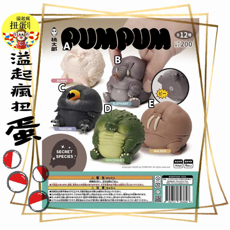 ♧溢起瘋扭蛋♧ 桃太郎 Momotaro Toys PumPum動物 鱷魚 大象 閃亮亮 隱藏 海豹 高雄 鹽埕