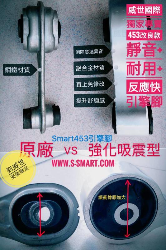 【S-Smart易購網】453怠速引擎噪音消除/改良型引擎腳(SMART 453 FOR2 FOR4專用)