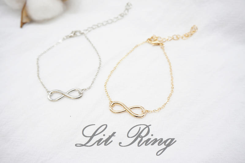 【Lit Ring】夢想印記無限手鍊。簡約 Infinite 銀色 金色 8字 無限符號 細鍊條 手環 對鍊 飾品