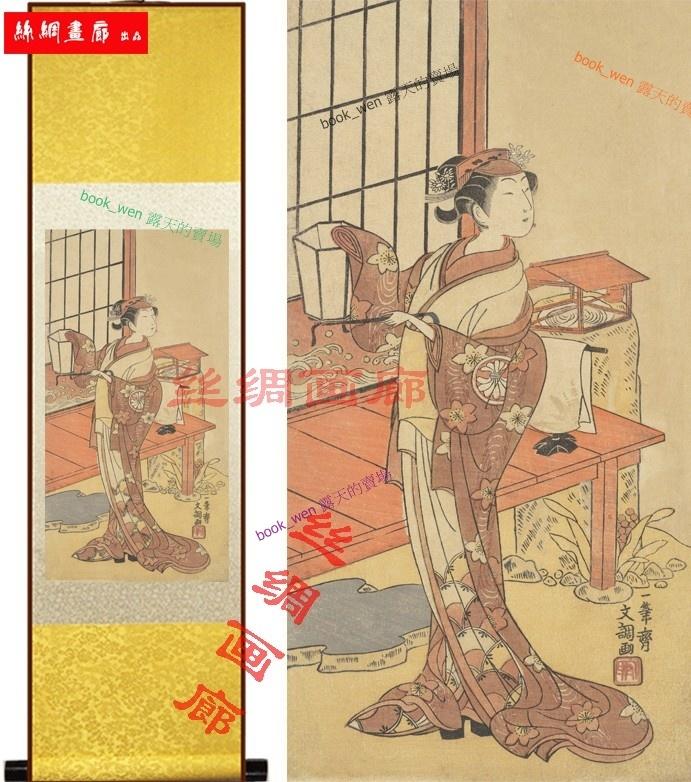 【多尺寸選】宮裝日本浮世繪掛-絲綢畫已裝裱卷軸畫掛畫國畫裝飾畫客廳書房【161116_264】