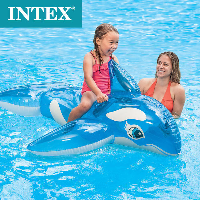 INTEX 163cm *76cm 小藍鯨座騎 游泳圈 (附修補片)58523