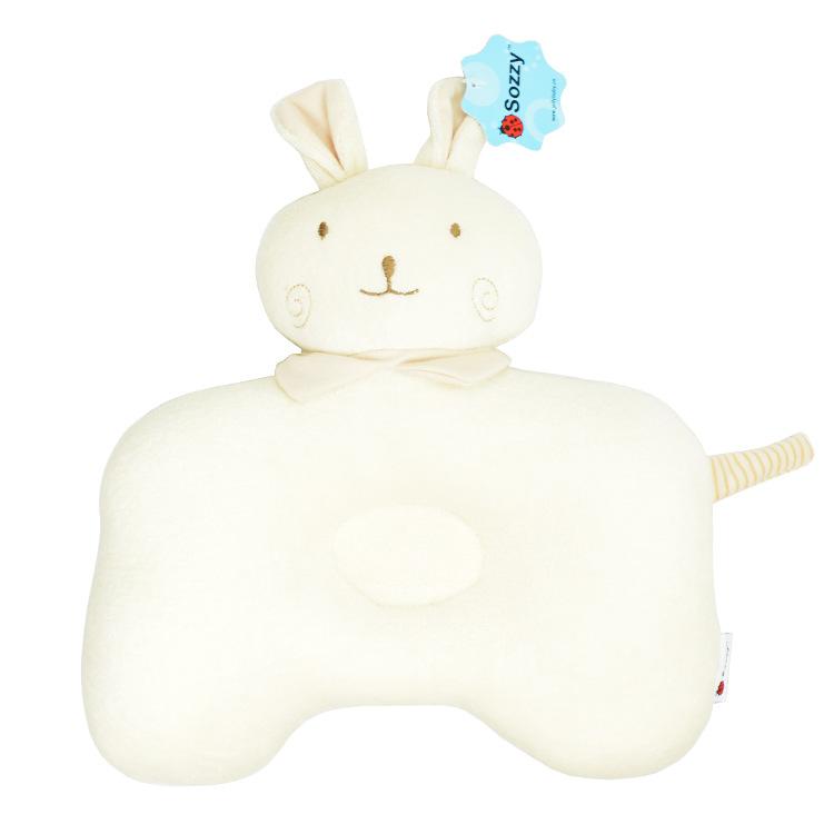 Sozzy兒童有機彩棉動物定型枕/嬰兒枕兼顧仰睡和側睡-小兔款