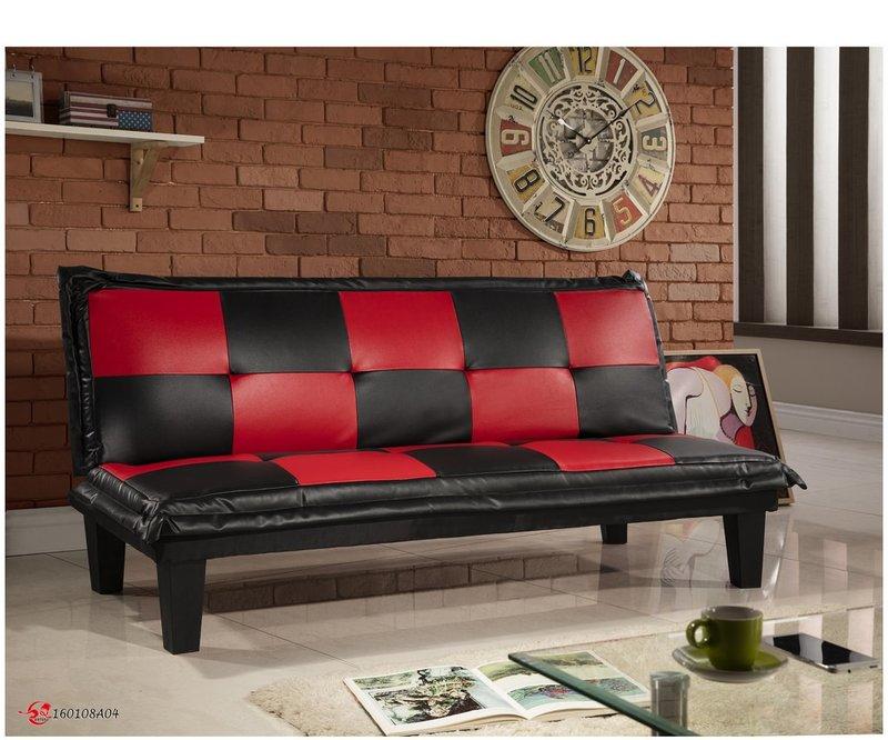 !新生活家具!  皮沙發床 黑色 紅色 三人位沙發床 <五子棋>