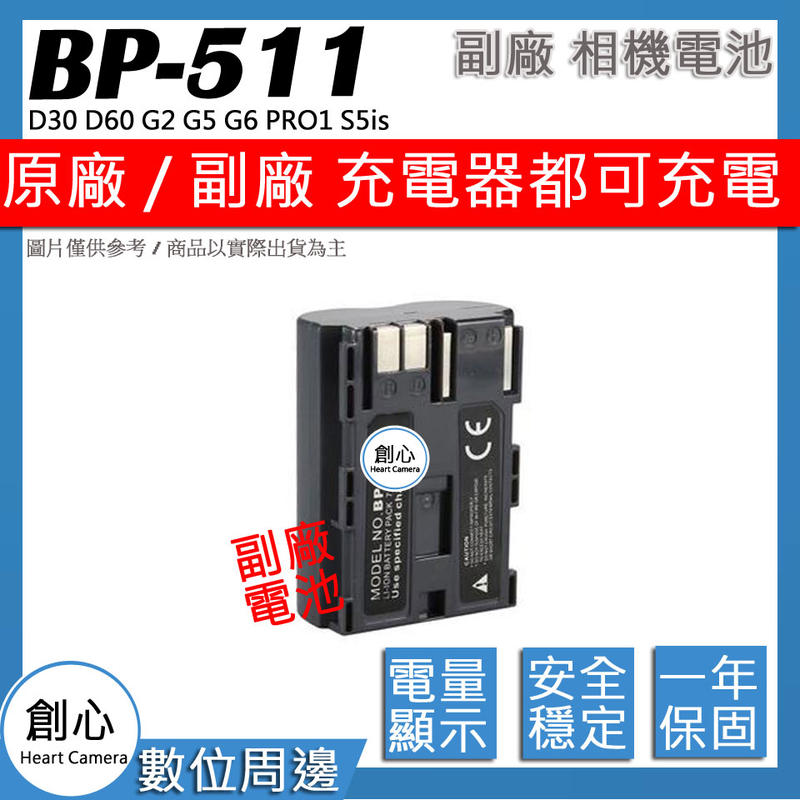 創心 副廠 Canon BP511 BP-511 電池 D30 D60 G2 G5 G6 PRO1 S5is 保固一年