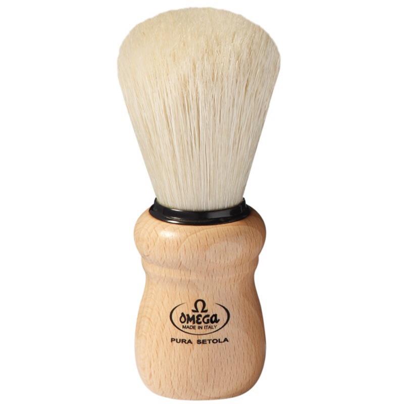 Omega 80005 義大利 純豬鬃毛 刮鬍刷 山毛櫸木手柄 (送刷架）