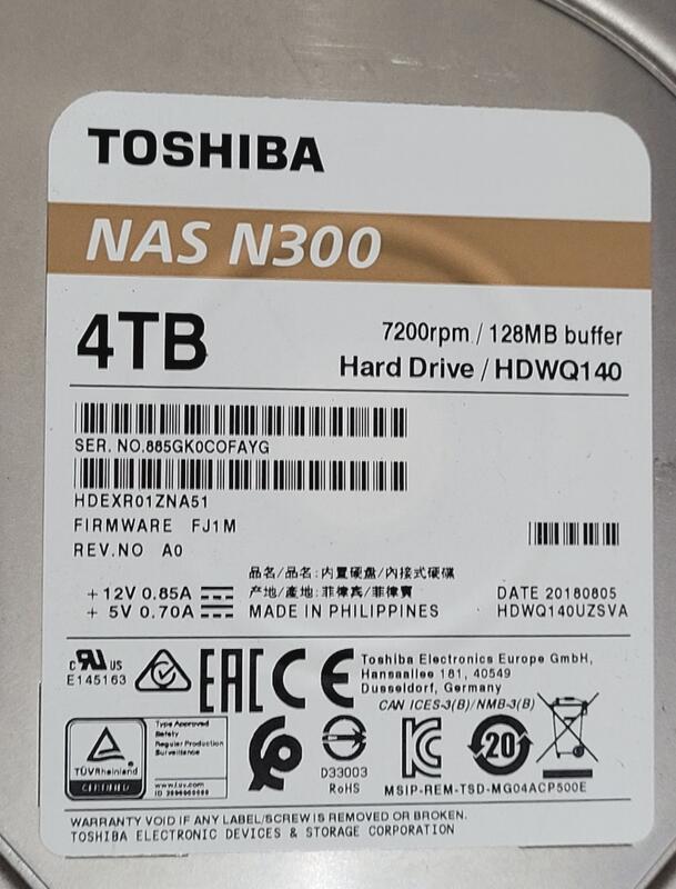Toshiba NAS N300 4TB NAS企業級硬碟 3.5吋 | 露天市集 | 全台最大的網路購物市集