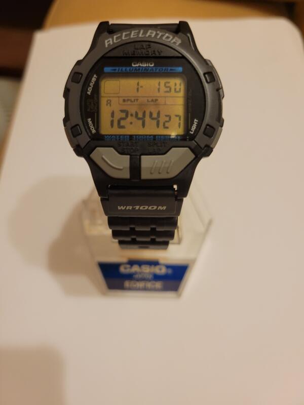 全新CASIO手錶ACL-100有黑/黃二色【自動冷光記憶10組碼錶100米防水運動錶】