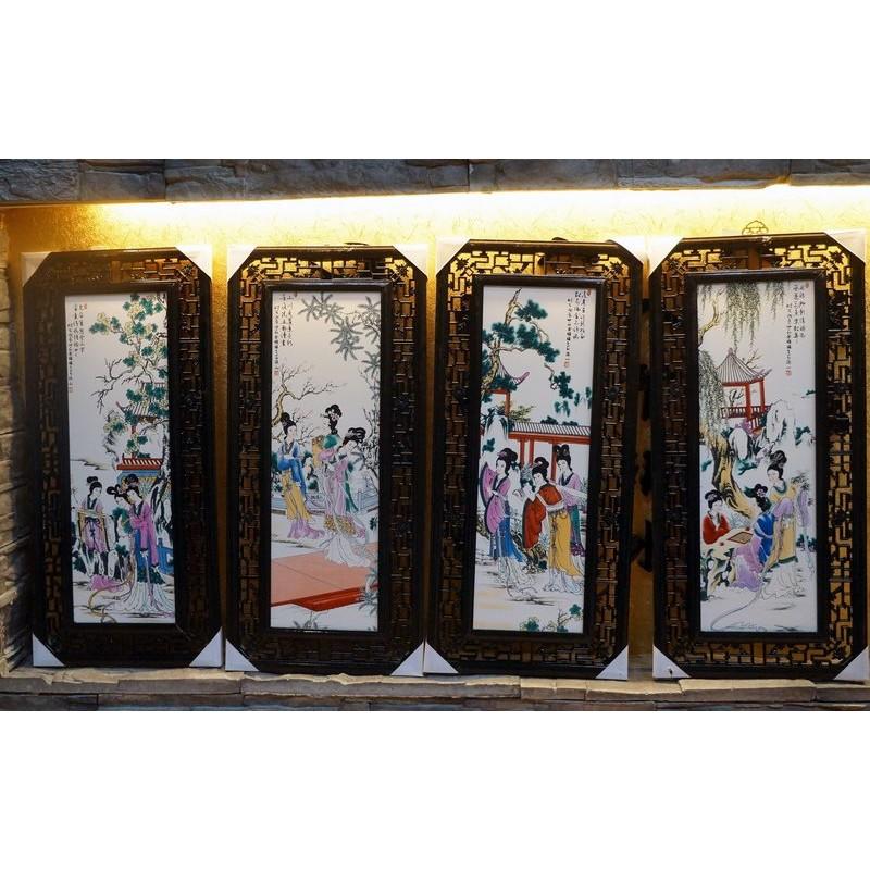四幅壁掛-十二金釵 木製框 2000 黑貓宅配含運