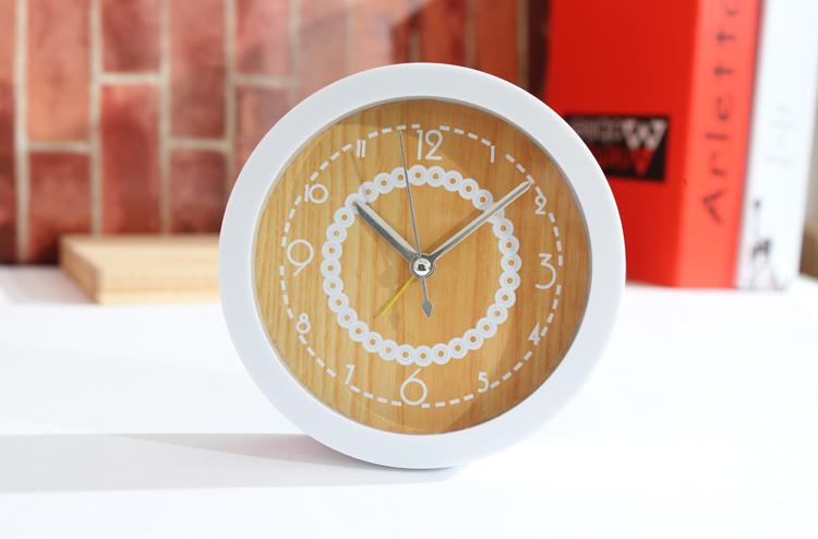 日韓風格 簡約蕾絲木紋風格座鐘 鬧鐘 桌鍾檯面裝飾時鐘表 創意鍾