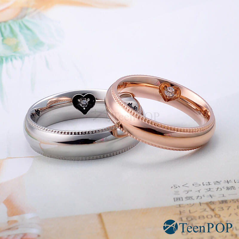 情侶戒指 情人節禮物ATeenPOP珠寶白鋼戒指 對戒 愛心戒指 陪伴左右 刻字戒指 情人節特惠 單個價格 AA3051
