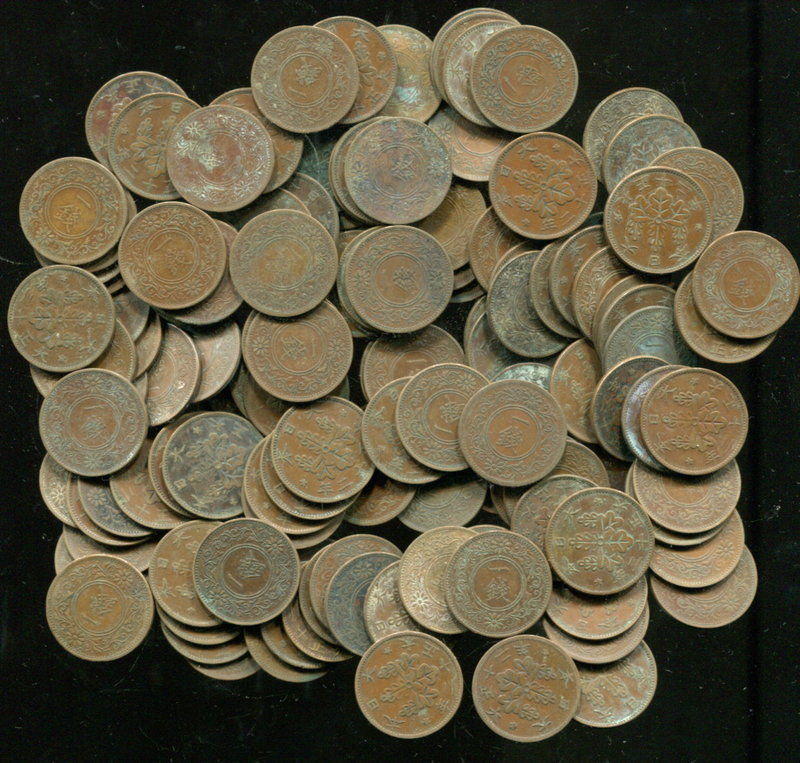 日本戰前銅幣100枚--面值1錢，大正6-昭和13年，平均品相美VF | 露天市