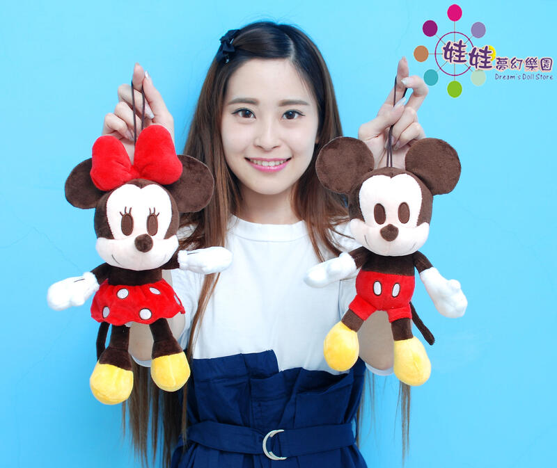 迪士尼米奇娃娃 米妮娃娃吊飾 兩隻一組 正版迪士尼 米老鼠玩偶 古典版米奇米妮 Disney米奇玩偶 禮物包裝