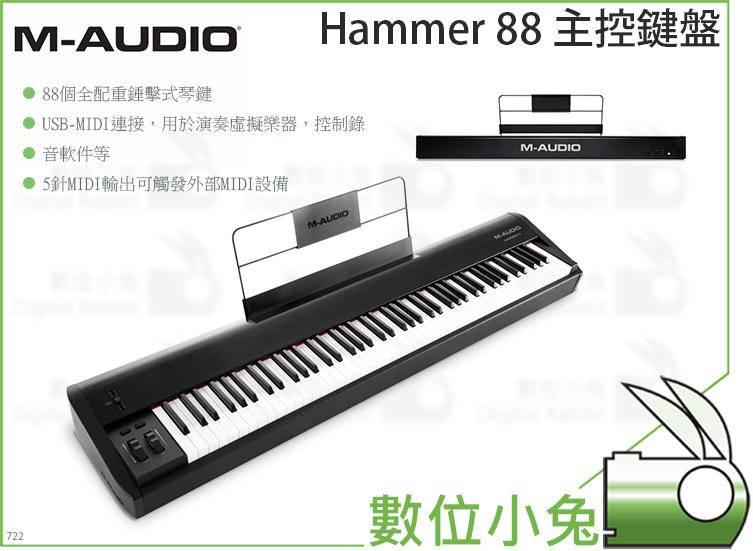 數位小兔【M-AUDIO Hammer 88 主控鍵盤】主控鍵盤 Hammer88 MIDI KEYBOARD 電子琴 