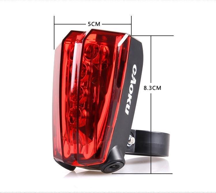 台灣公司貨 昊洋 HOYOU 附電池最新版本CAOKU 自行車安全平行線式 激光尾燈(雷射)+5LED燈 尾燈