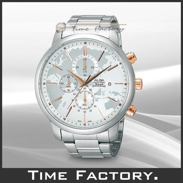 【全館現貨】全新原廠正品 ALBA(SEIKO) 白地圖x玫瑰金 大錶徑計時腕錶 AM3081X