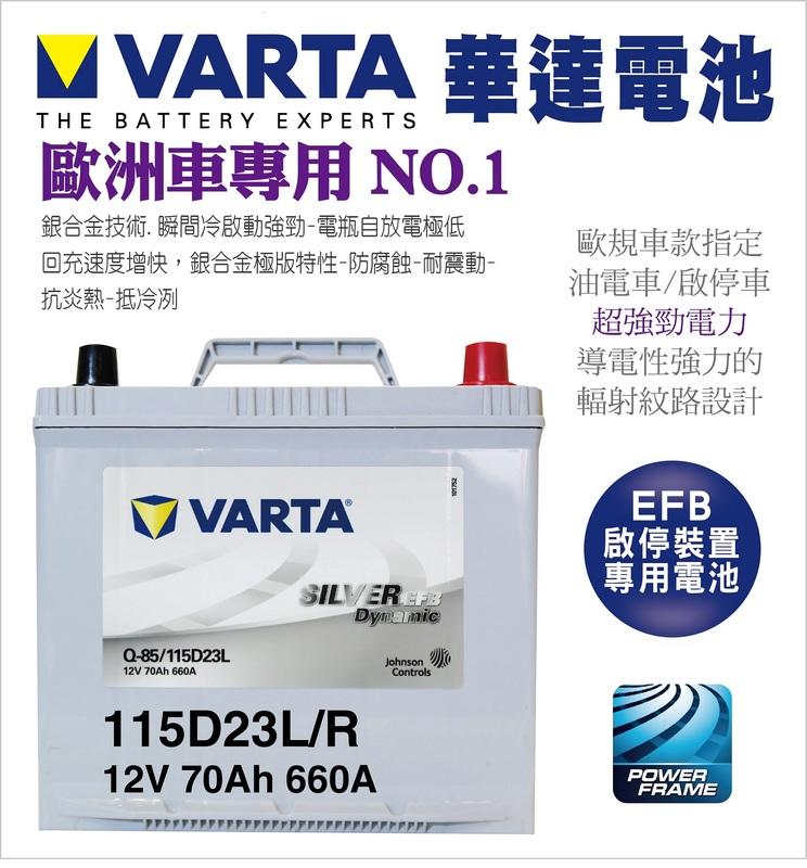 華達電池 VARTA EFB Q-85 115D23L/R TOYOTA CAMRY HYBRID 油電車專用電池