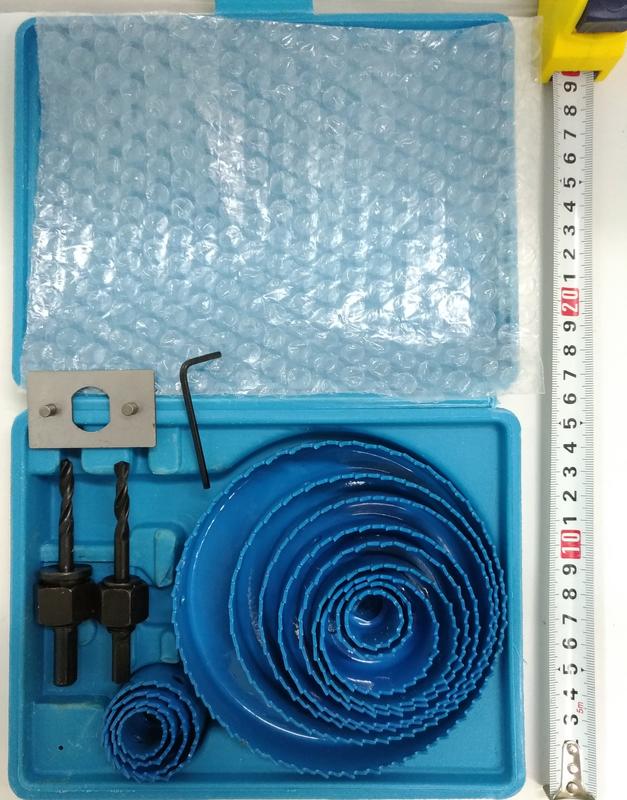 木工開孔器 藍色13件組 / 木工鑽頭 / 筒燈鑽頭 / 套裝石膏板PVC木板擴孔器