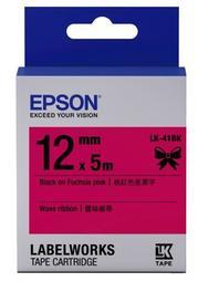EPSON 愛普生LK-41BK C53S654458標籤帶(蕾絲緞帶12mm) 粉紅底黑字