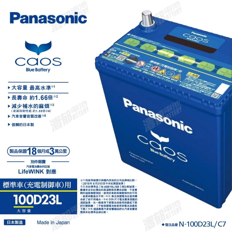 『灃郁電池』日本原裝進口 Panasonic Caos 銀合金免保養 汽車電池 100D23L (55D23L) 加強版