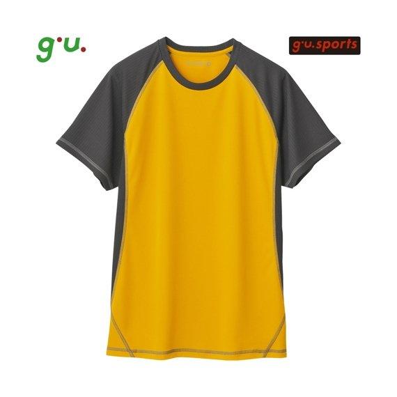 日本 UNIQLO X g.u. Sports T恤 黃色 吸水速乾圓領T GU 快速排汗衫