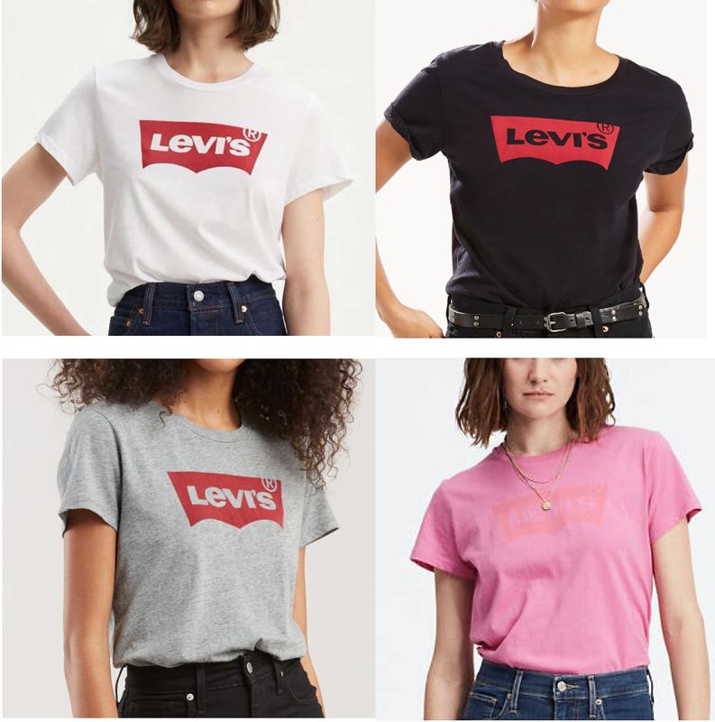 【W小舖】全新真品 Levi's  黑/白/桃/灰色 女版 LOGO款 T恤 短袖 短T-Shirt 圓領~L17369