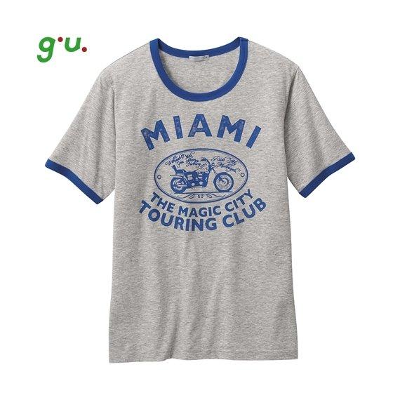 日本 UNIQLO X g.u. American casual 美式休閒印花 圓領T恤 灰色 GU 邁阿密