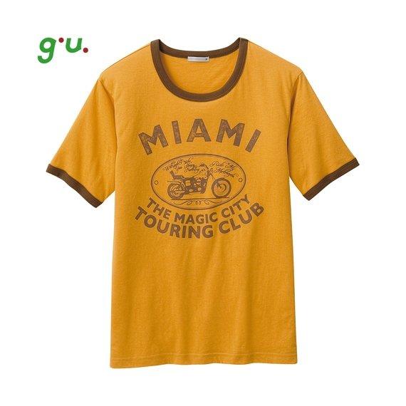 日本 UNIQLO X g.u. American casual 美式休閒印花 圓領T恤 黃色 GU 邁阿密
