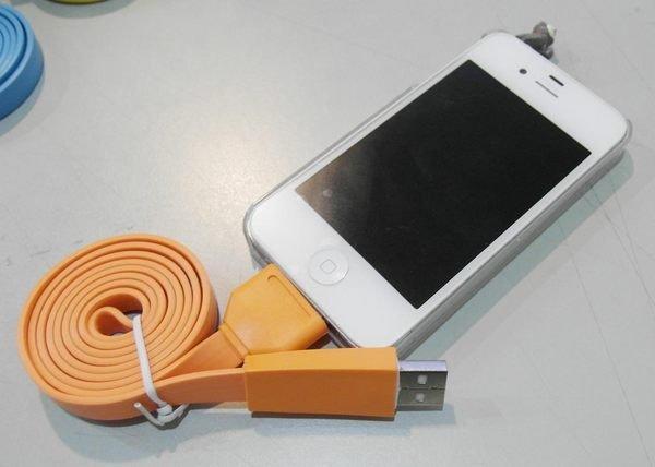 【iPhone 傳輸線】iPhone 30Pin USB 傳輸充電線 寬1CM 扁線 麵條線 APPLE 耐用款 多色