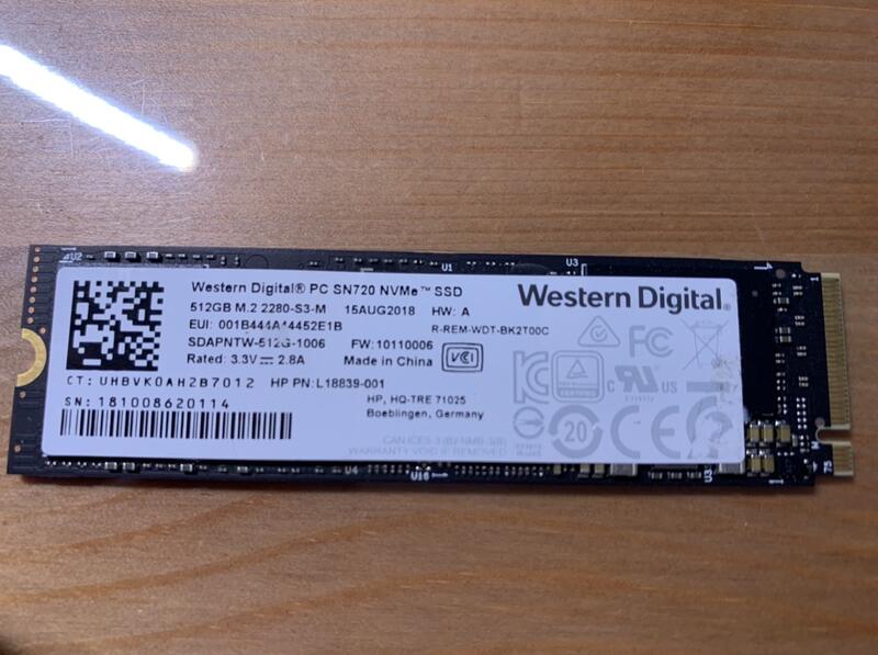 WD SSD M.2 NVME PCIE SN720 512GB