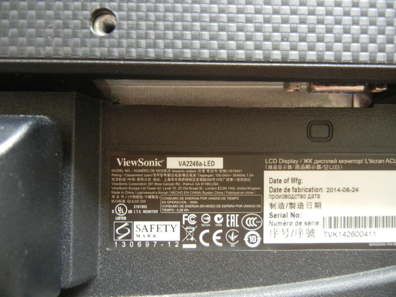二手商品 優派viewsonic 22吋寬螢幕 VA2246A-LED 22吋LED薄型護眼液晶螢幕(16:9) | 露天市集 | 全台最大的 ...