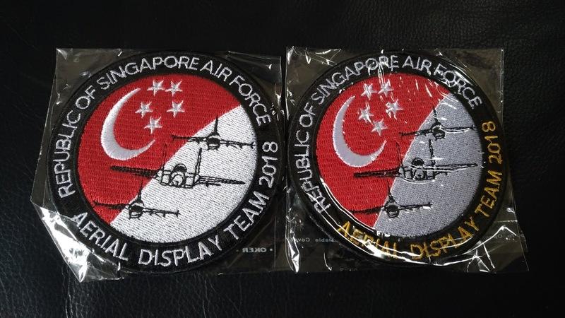 新加坡　空軍　2018　 AIRSHOW ADT 章  (1套2入,黃＋白)　F15 F15SG  F16