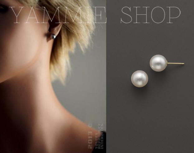 ~YAMMIE SHOP~ 簡單珍珠白 全新現貨 一對售賣 歐美專櫃 日韓人氣 珍珠耳釘 耳勾 耳環（MED1）