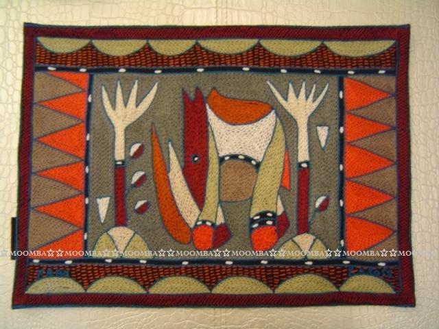 ☆MOOMBA☆ South Africa 南非 KAROSS 品牌 手工 繡花 動物 花卉 刺繡 厚 布質 餐墊 HAND EMBROIDER PADDED PLACEMATS #764