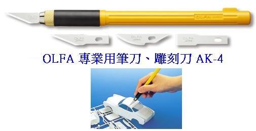 {樹山百貨}日本 OLFA 專業用筆刀 雕刻刀 AK-4/BP型超值包 (抗滑握把) AK4