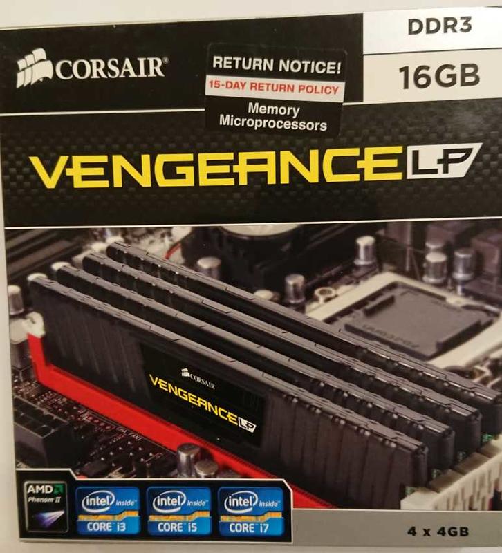 全新盒裝海盜船Corsair Vengeance LP薄型終保雙通道DDR3-1600 16G(4G*4)記憶體