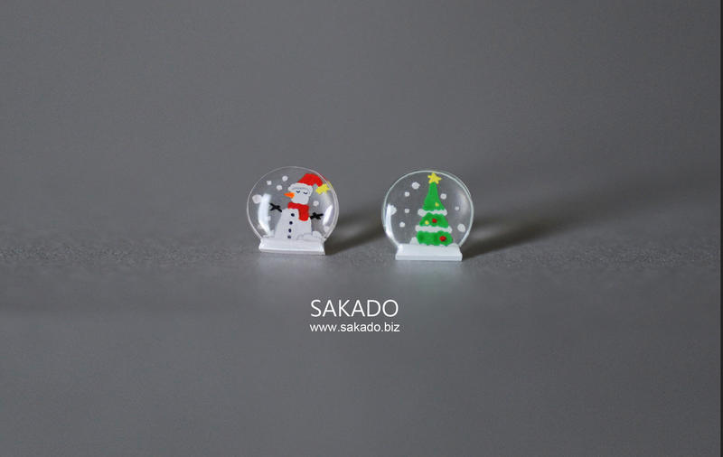 阪堂SAKADO熱縮水晶手工耳釘--聖誕小可愛系列  水晶球