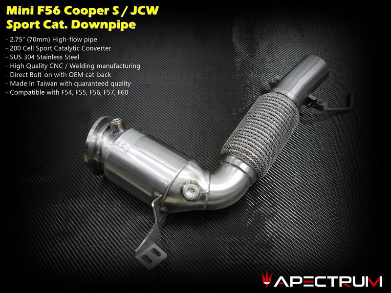Mini F54, F55, F56, F57, F60 Cooper S/JCW專用200鉬Downpipe當派排氣管