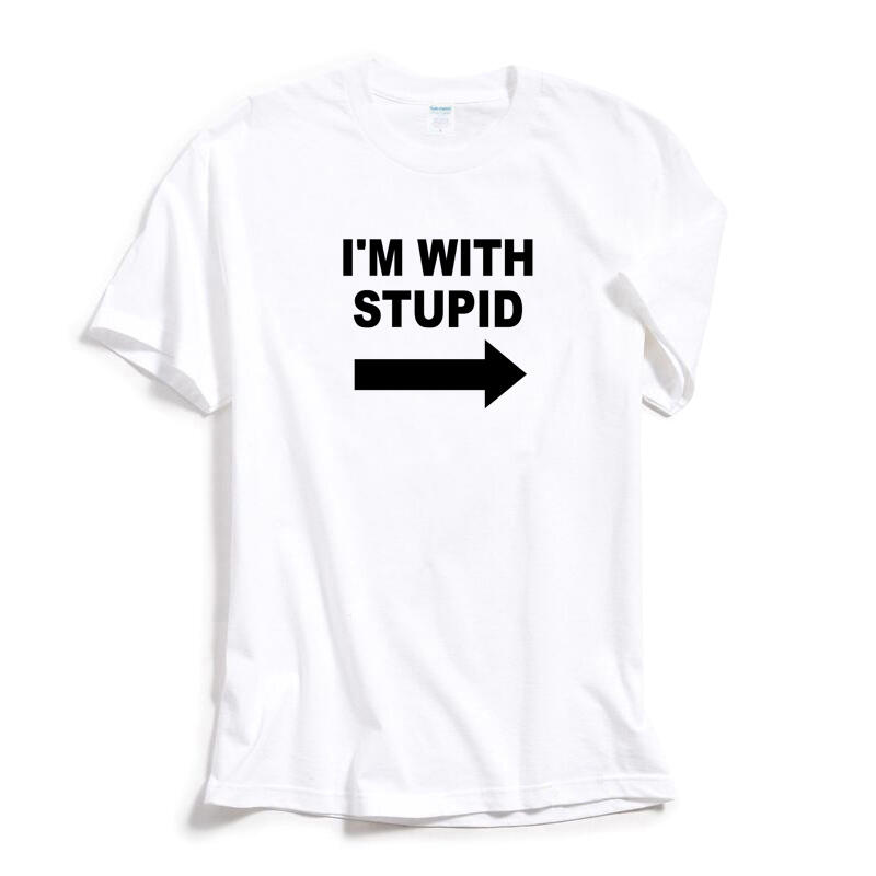 I'm with stupid 短袖T恤 9色 我隔壁是笨蛋歐美潮牌趣味幽默英文字印花潮T