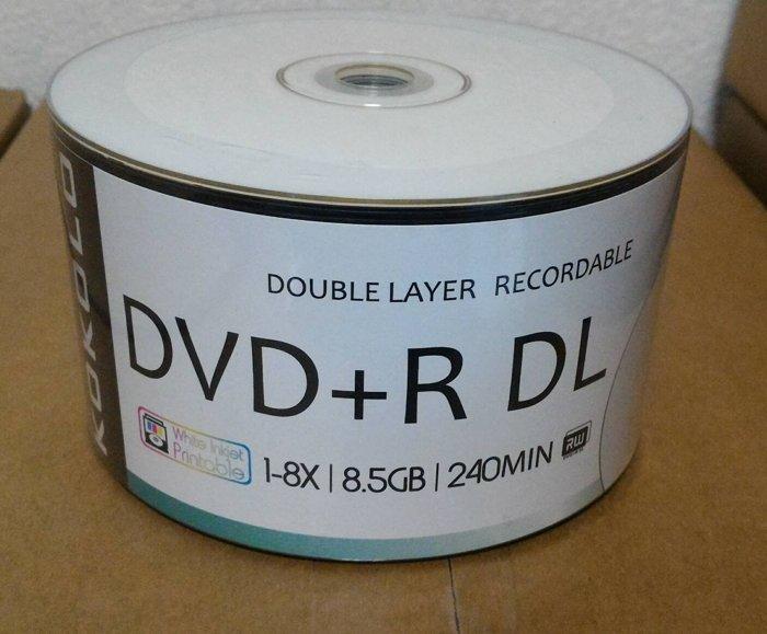 KOKOLO 滿版Printable可印式A級DVD+R DL  8X (50片)8.5GB/240MIN【高解析度】