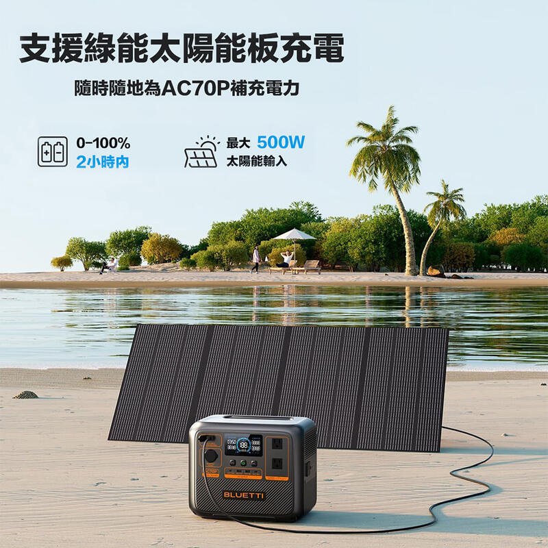 【攝界】現貨 台灣公司貨 BLUETTI AC70P 移動電源 864Wh 戶外電池 露營 車宿 行動電源 UPS