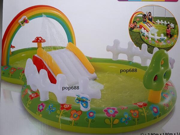 INTEX57154 原廠 噴水花朵溜滑梯充氣遊戲水池 幼兒游泳池 玩水池 兒童遊戲球池 遊樂園 遊戲池 送修補貼