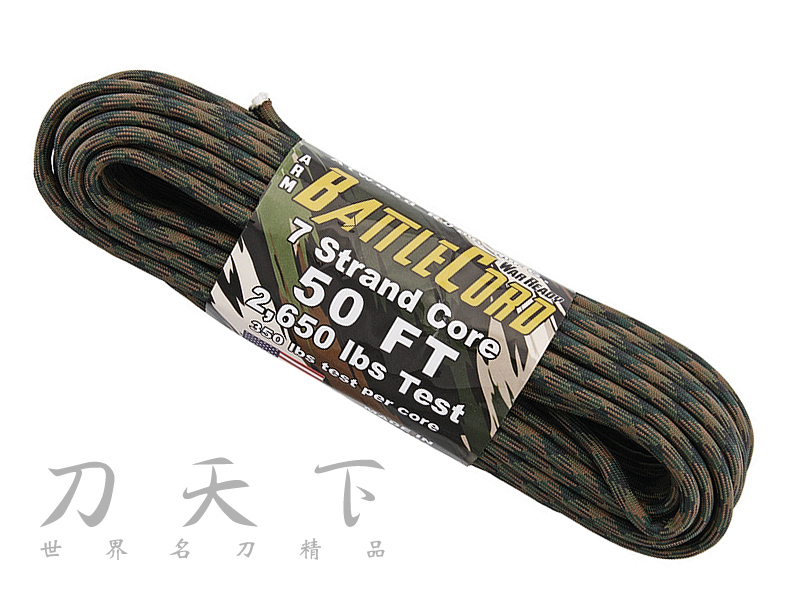 出清【刀天下】美國製造《Atwood Rope》Battle Cord "Woodland" 森林迷彩 超耐重七芯傘繩