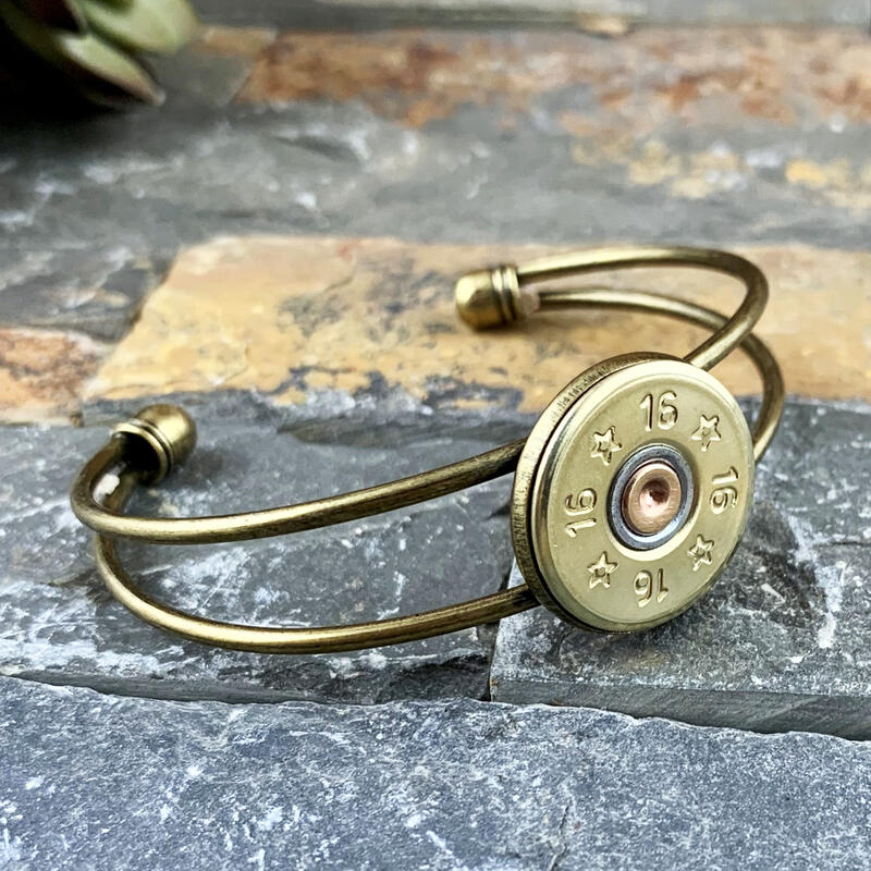 美國 Bullet Designs - 16 Gauge 散彈槍子彈手環（可調式 / 黃銅）手鍊