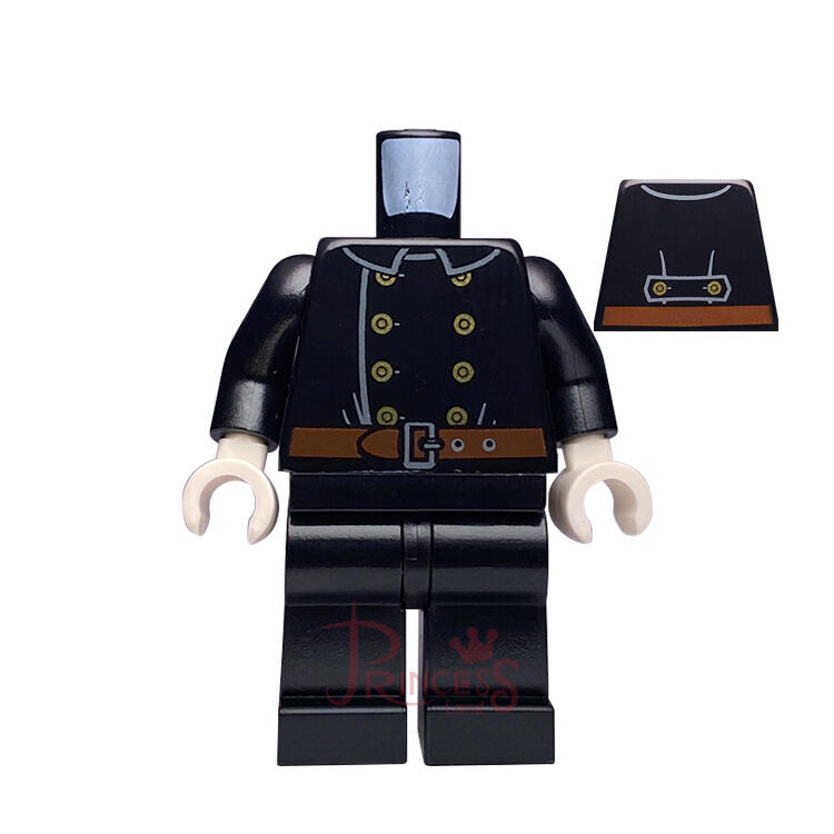 樂高王子 LEGO 10263 冬季消防局 局長 身體+腳 制服 黑色 973pb3302c01 A157 缺
